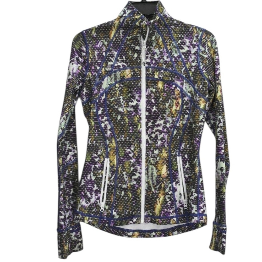 Lululemon Purple Green White Floral Multi Print Define Full Zip Front Jacket